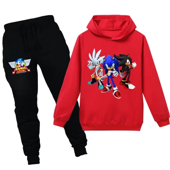 

New Children Set Kids Hoodies Pants 2 Pcs Sets Tracksuit Boys Girls Spring Autumn Sonic The Hedgehog Clothing Set for 2-15Years