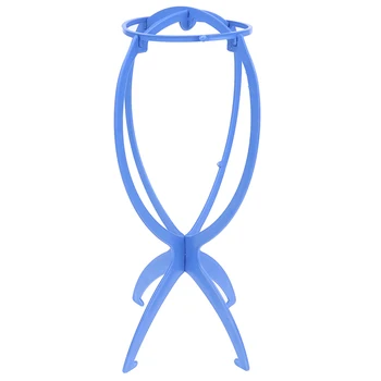 

Hot 1Pc Folding Blue Wig Stands Durable Hair Wig Hat Salon Fashion Model Dummy Head Holder Stand Display Styling Tool