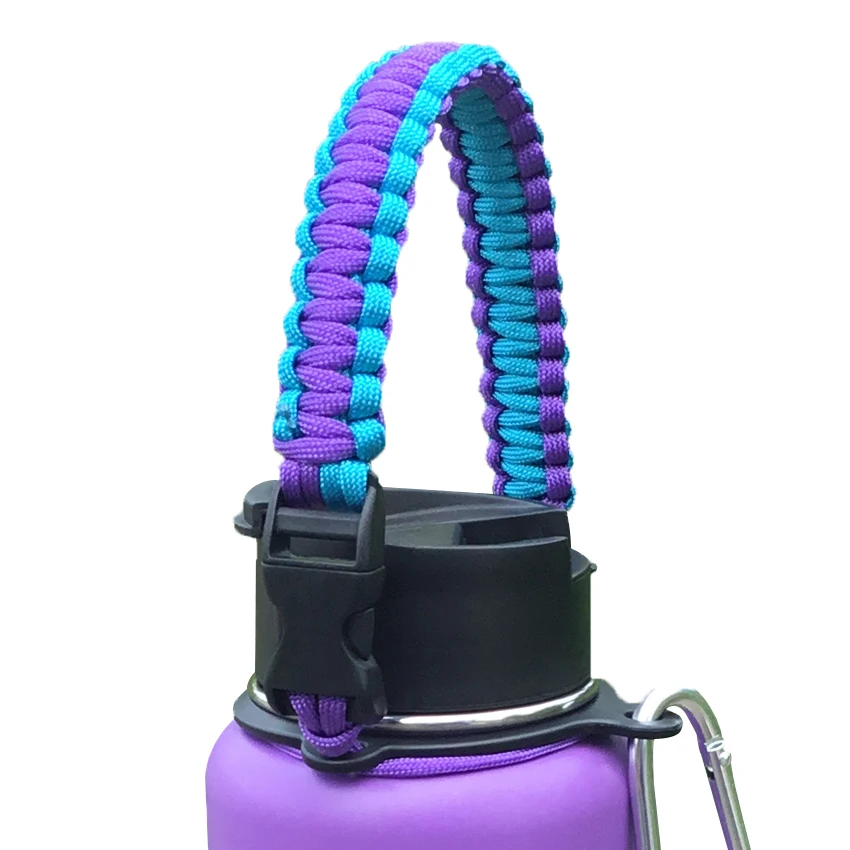 Purple Diamonds & Stripes Water Bottle Handle, Paracord Water Flask Holder  Elastic Cord Epoxy Coated, Stainless Steel, Glitter, Vinyl Bottle 