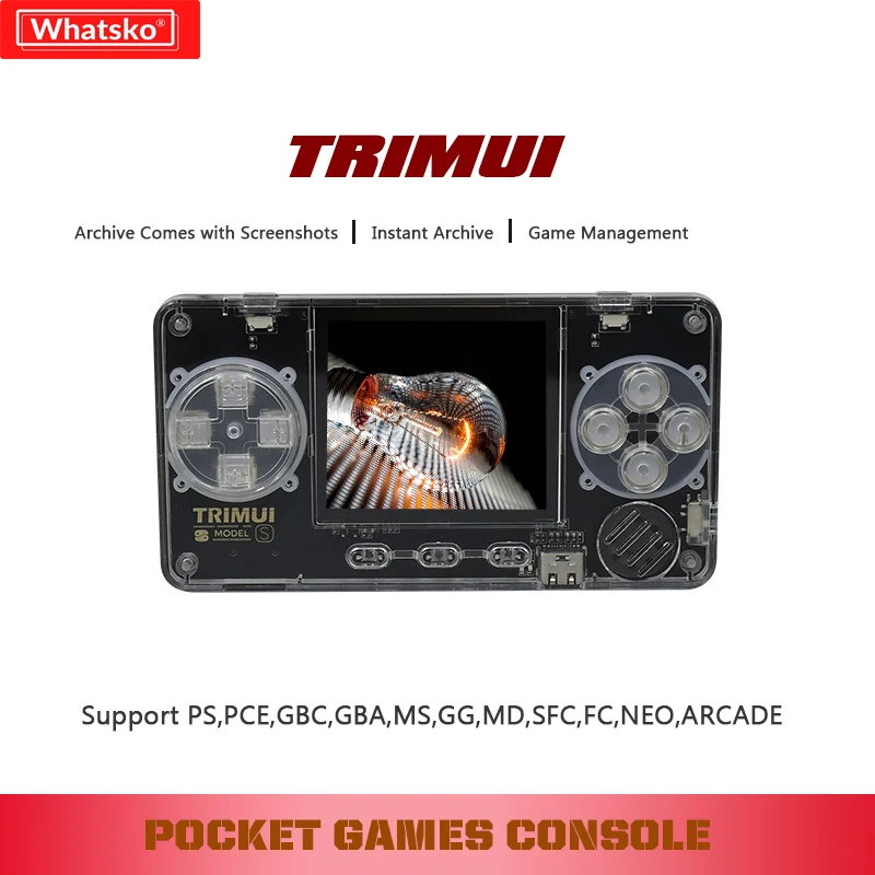 

POWKIDDY TRIMUI Ultra-Small Mini Transparent Metal Shell Game Console Retro Console Supports Source System Children's Gifts