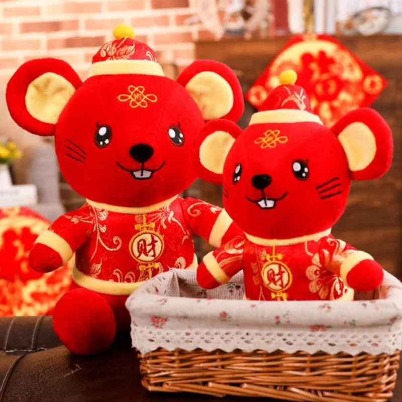 

2020 Rat Year Kawaii China Dress Mascot Rat Plush Mouse in Tang suit Soft Toys Chinese New Year Party Decoration Gift