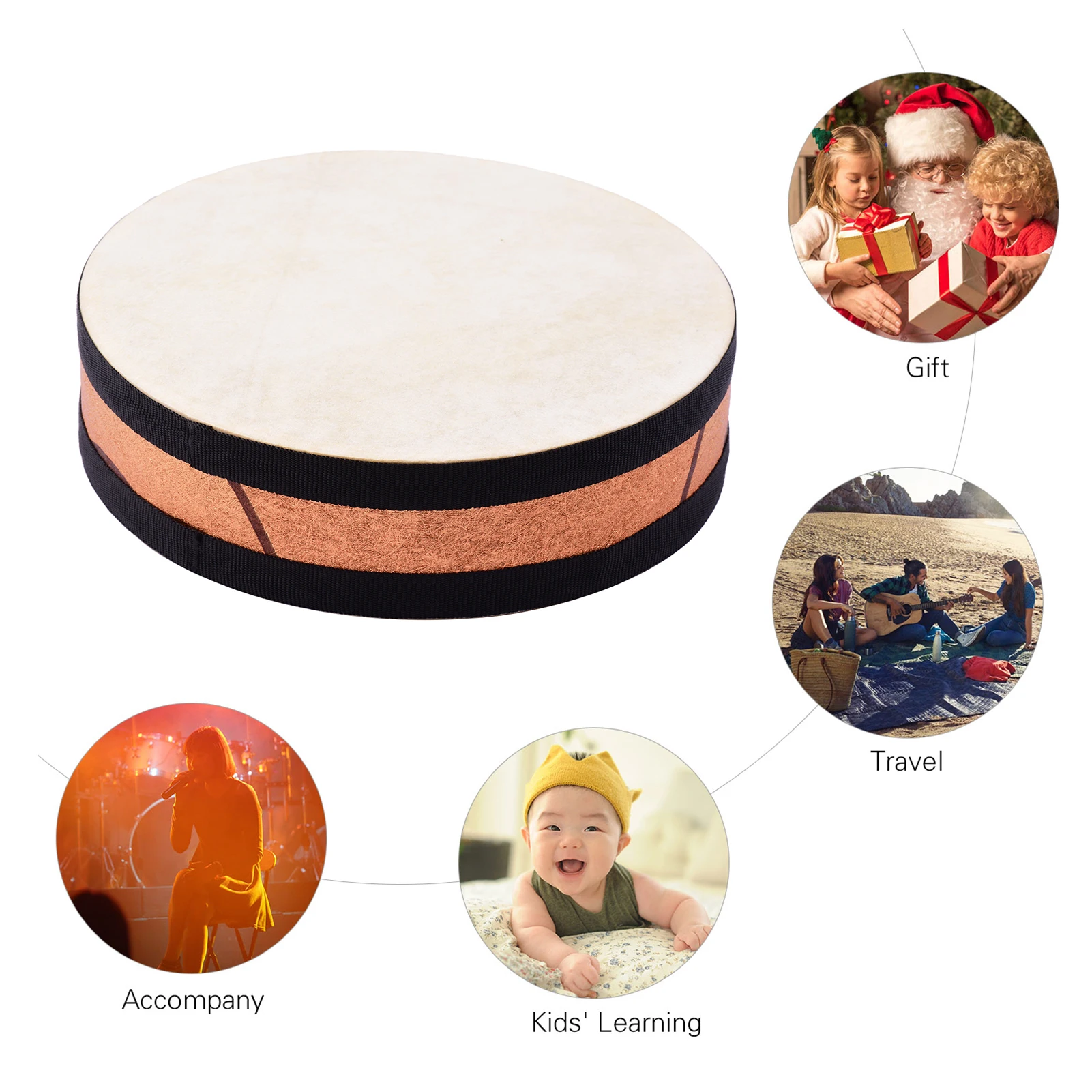 8/10 Inch Ocean Drum Wooden Handheld Sea Wave Drum Percussion Instrument Gentle Sea Sound Musical Toy Gift Kids musical percussion instruments wooden hand drum