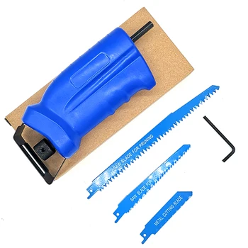 

Professional Reciprocating Saw Electric Drill Attachment with 3 Blades Power Household Tools Metal Plastic Wood Cutting Tool