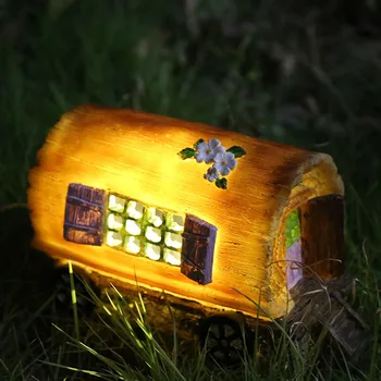 

High Quality Lawn Light Control Induction LED Solar Light Fairy House Anti-corrosion Resin Solar Lamp Outdoor Garden Decor
