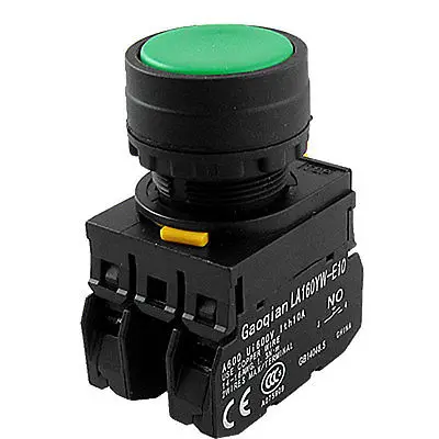 

AC 600V 10A Green Sign Ignition Locking Push Button Switch 1 NO N/O 1 NC N/C