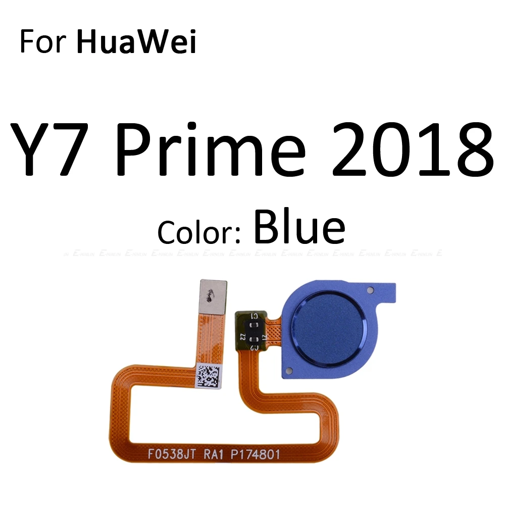 Сенсорный ID сканер отпечатков пальцев разъем гибкий кабель для HuaWei Y9 Y7 Y6 премьер-профессионал Кнопка возврата домой - Цвет: For Y7Prime2018 Blue