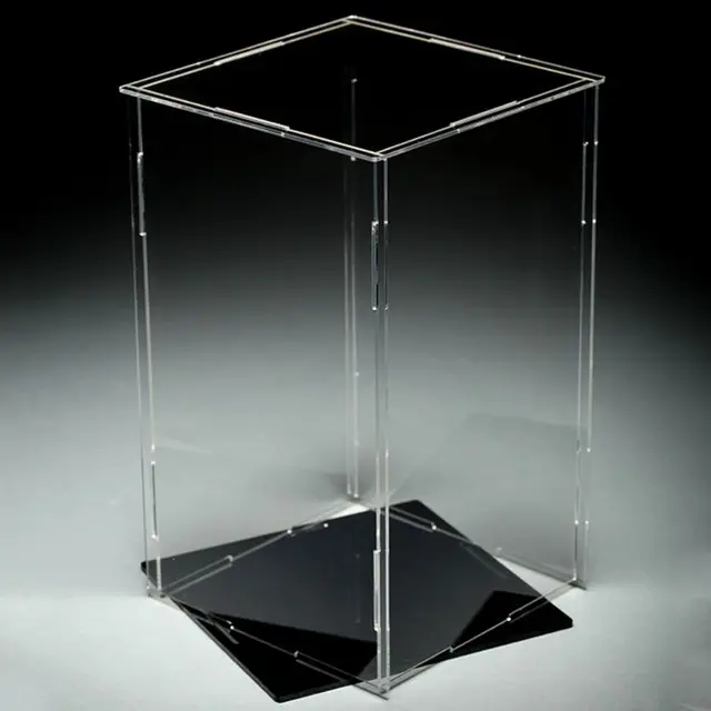 Clear Acrylic Display Case Black Base Dustproof Protection Model Toy Show Box 5