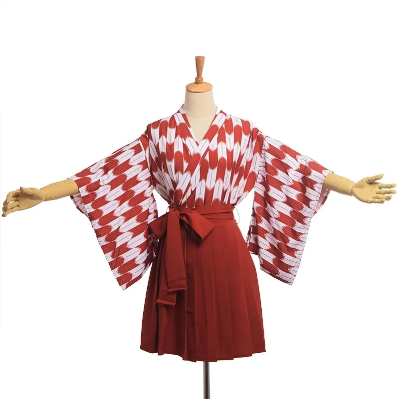 Японские кимоно хакама наряд милые женские Haori Топ плиссированные коинобори