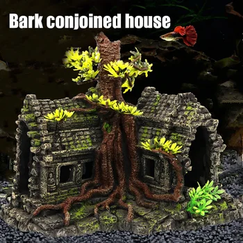 

Fish House Resin Imitation Wooden Root House Aquarium Ornament for Fish Tank Decoration HUG-Deals