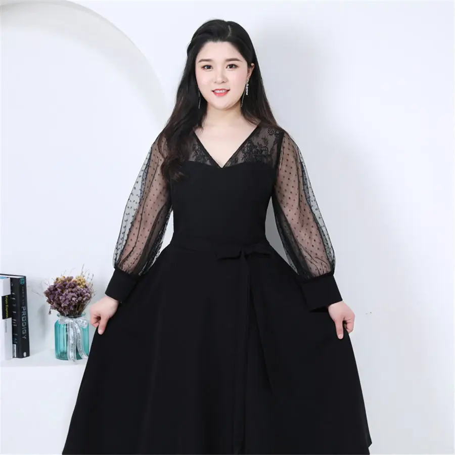 Платья для выпускного вечера с длинным рукавом Vestidos De Gala T391 размера плюс черные женские вечерние платья с v-образным вырезом длиной до середины икры вечерние платья для выпускного вечера