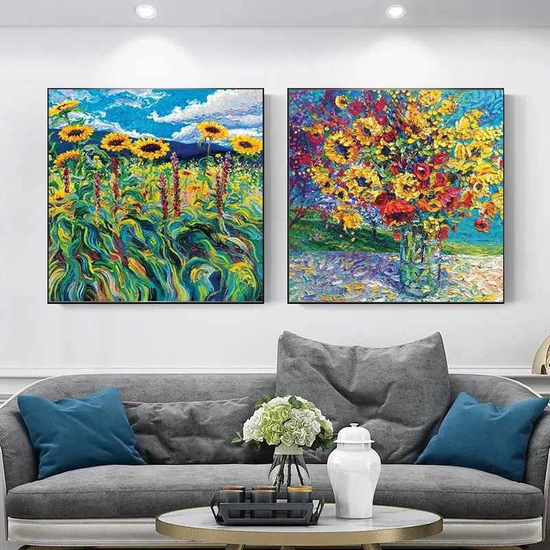 Пейзаж Известный Ван Гог Красочные цветы фотографии холст PaintingOil живопись плакат