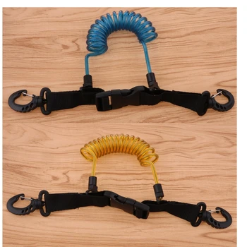

2Pcs Spring Coil Lanyard Rope&Quick Release Buckle Clips For Diving Climbing