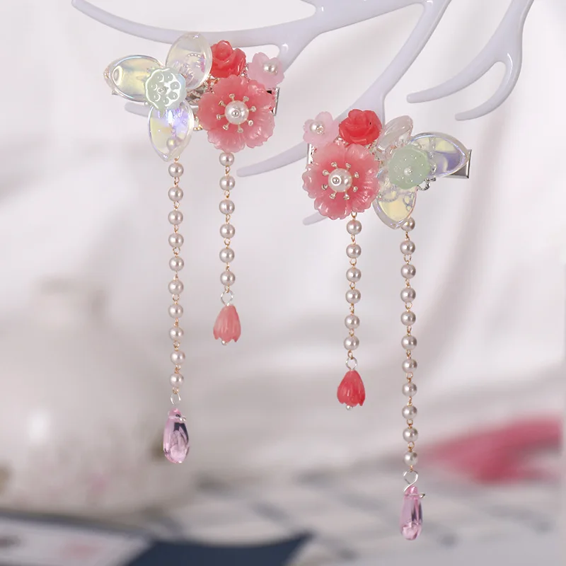 

Vintage Chinese Cute Pink Hair Clip Crystal Flower Hairpins Bridal Hairgrips Women Wedding Party Hair Jewelry Accessories LB