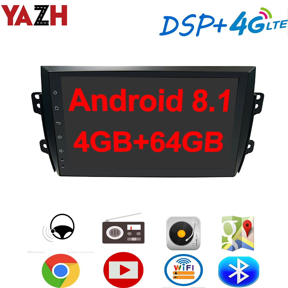 YAZH 4 Гб 64 ГБ Автомобильный GPS Мультимедиа для Suzuki SX4 2009 2010 2011 2012 2013 с 9 0 дюймовым IPS