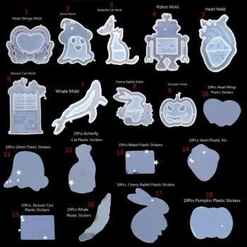 

Whale Cat Heart Ghost Quicksand Pendant Resin Silicone Epoxy Resin Mold Jewelry Making Tool Chain Charm Craft Pendant Tools