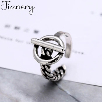

JIANERY Bohemian 925 Sterling Silver Circle Rings For Women Men Solid Silver Jewelry Opening Finger Rings