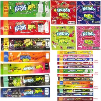 

2020 6 14 Styles Medicated Nerds Rope Empty Gummy Candy Bag Plastic Edibles Retail Packaging Three Edge Sealing Bag Foil Food Pa