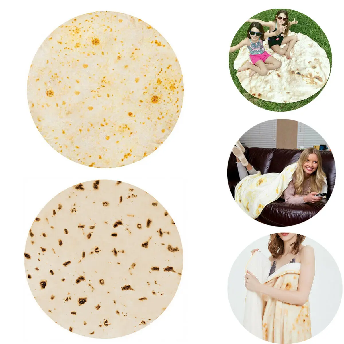 

Burrito Blanket Flour Tortilla Round Soft Flannel Fleece High Quality Blanket