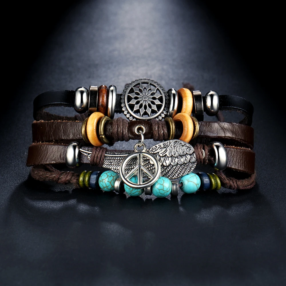 IF ME Design 4 шт./компл. многослойные кожаные браслеты с бусинами в богемном стиле
