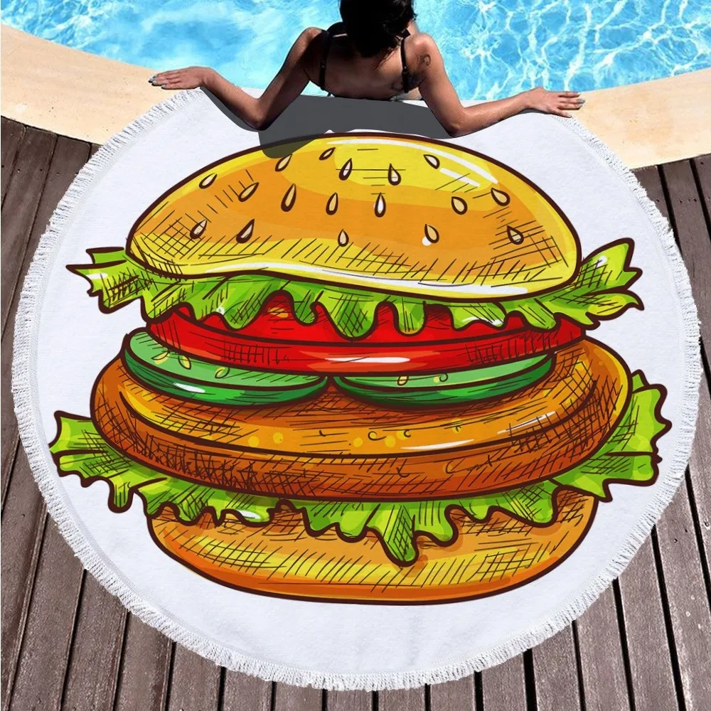 Высокое качество 150 см круглое пляжное полотенце ананас пончик пиццы круг полотенце пляжное одеяло коврики для ванной для взрослых для плавания полотенце для бассейна