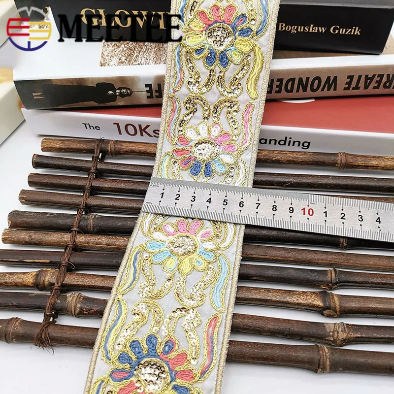 3 м этнические Золотые Нитки блестки кружевная отделка ткань для обуви платья