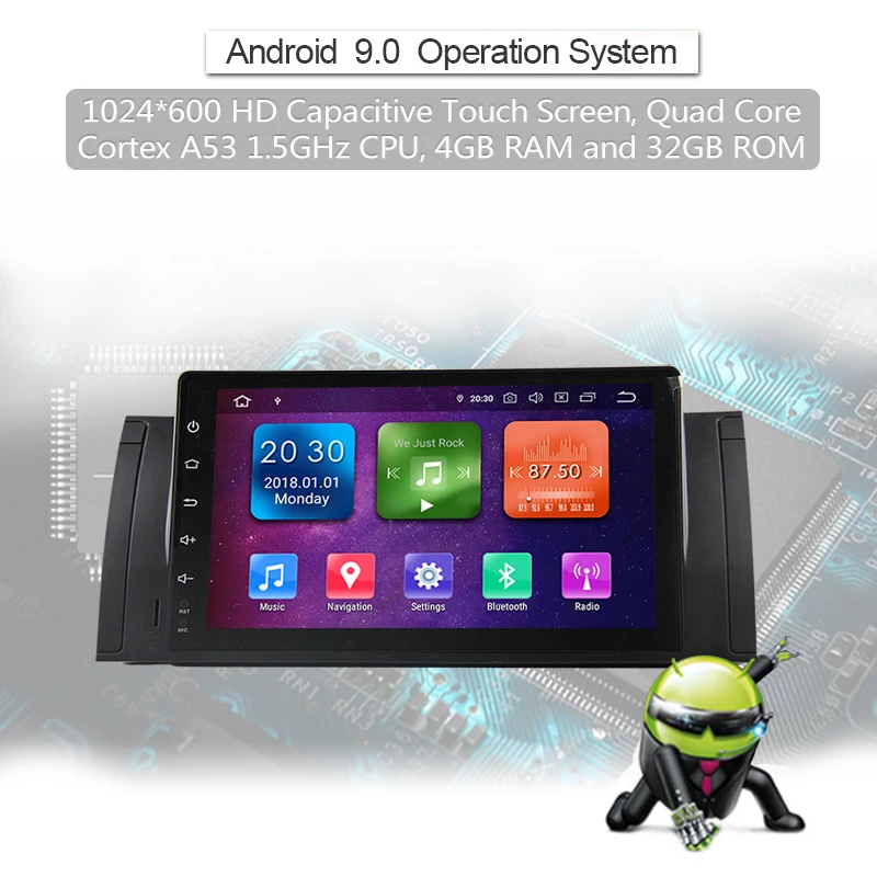 Cheap Android 9.0 Octa Core 4G RAM 32G ROM GPS Navi 9 " Inch Car DVD Multimedia for BMW E53 X5 2000-07/E39 5er 96-03 with Radio/BT/RDS 1