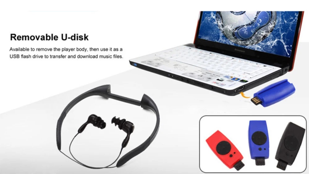 mp3 player bluetooth 4GB/8GB Waterproof IPX8 Diving Swimming Surfing MP3 Player Headset  Music Player sandisk mp3 player