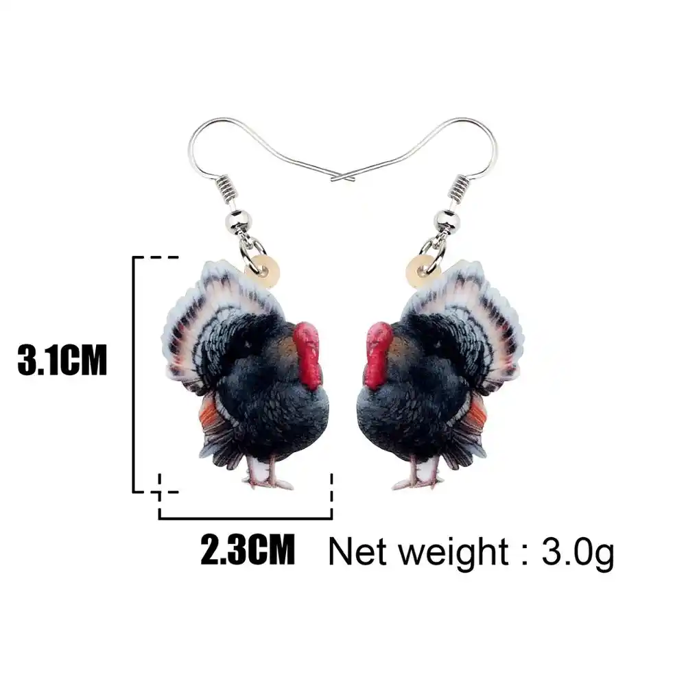 Bonsny acrílico ação de graças peru galo galinha brincos de galinha gota balançar decoração jóias para mulher adolescente menina charme festa presente