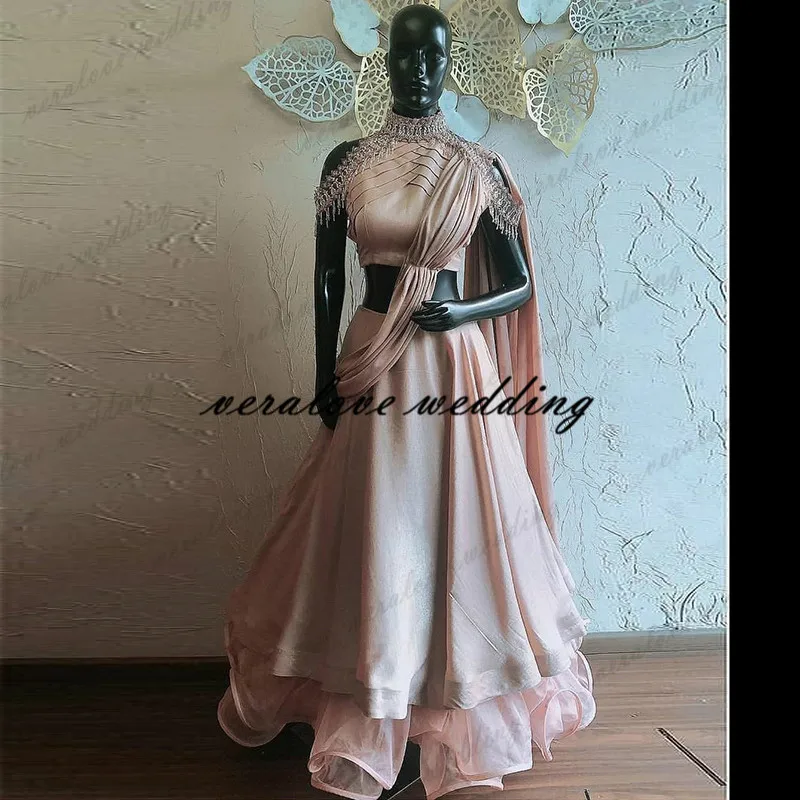 high Neck Two Pieces India Evening Party Gowns Traditional Prom Wear Vestidos Robes de mariée Formal Wear gold prom dress Prom Dresses