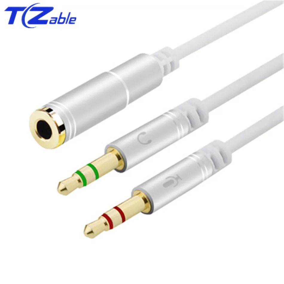 3 5mm Jack Mic Headphone Splitter Cable for Computer 3 5mm Female to 2 Male Audio Y Splitter Cable Headset to PC Adapter 0 3M
