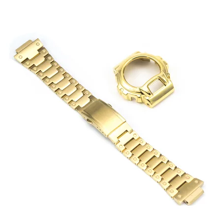 Gold Set 316 Ремешки для наручных часов из нержавеющей стали и ободок для DW6900 чехол для наручных часов с ободком аксессуары для наручных часов 5 цветов - Цвет ремешка: Gold Set