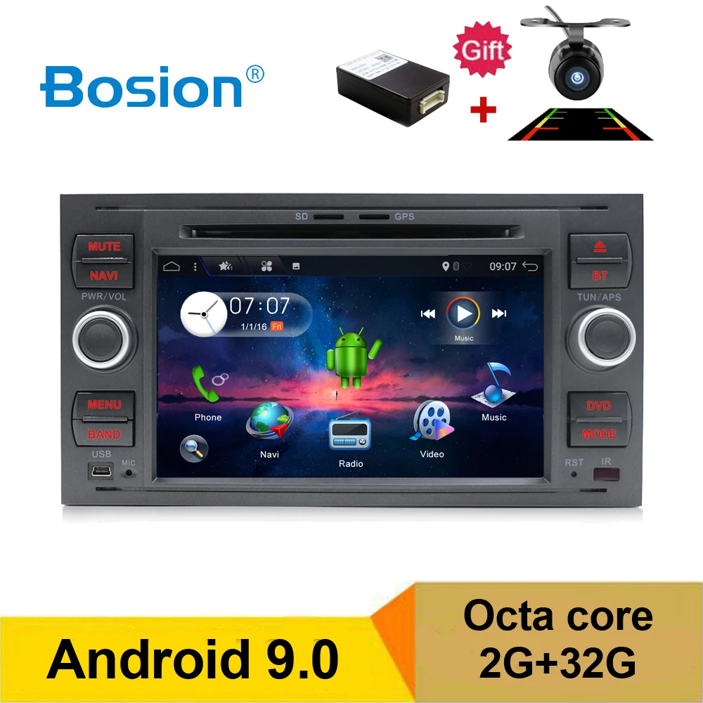 Discount Bosion Pure Android 9.0 Car DVD GPS Navi Player Stereo Radio Audio 4G For Ford Mondeo Focus 2 S C Max Fiesta Galaxy Connect SWC 0