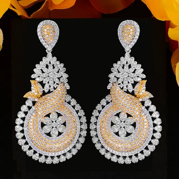 

Hot Luxury Drop Round Shiny Pendant Earrings African DUBAI Style Ladies Daily Party Jewelry AAA Cubic Zirconia High Quality 2020