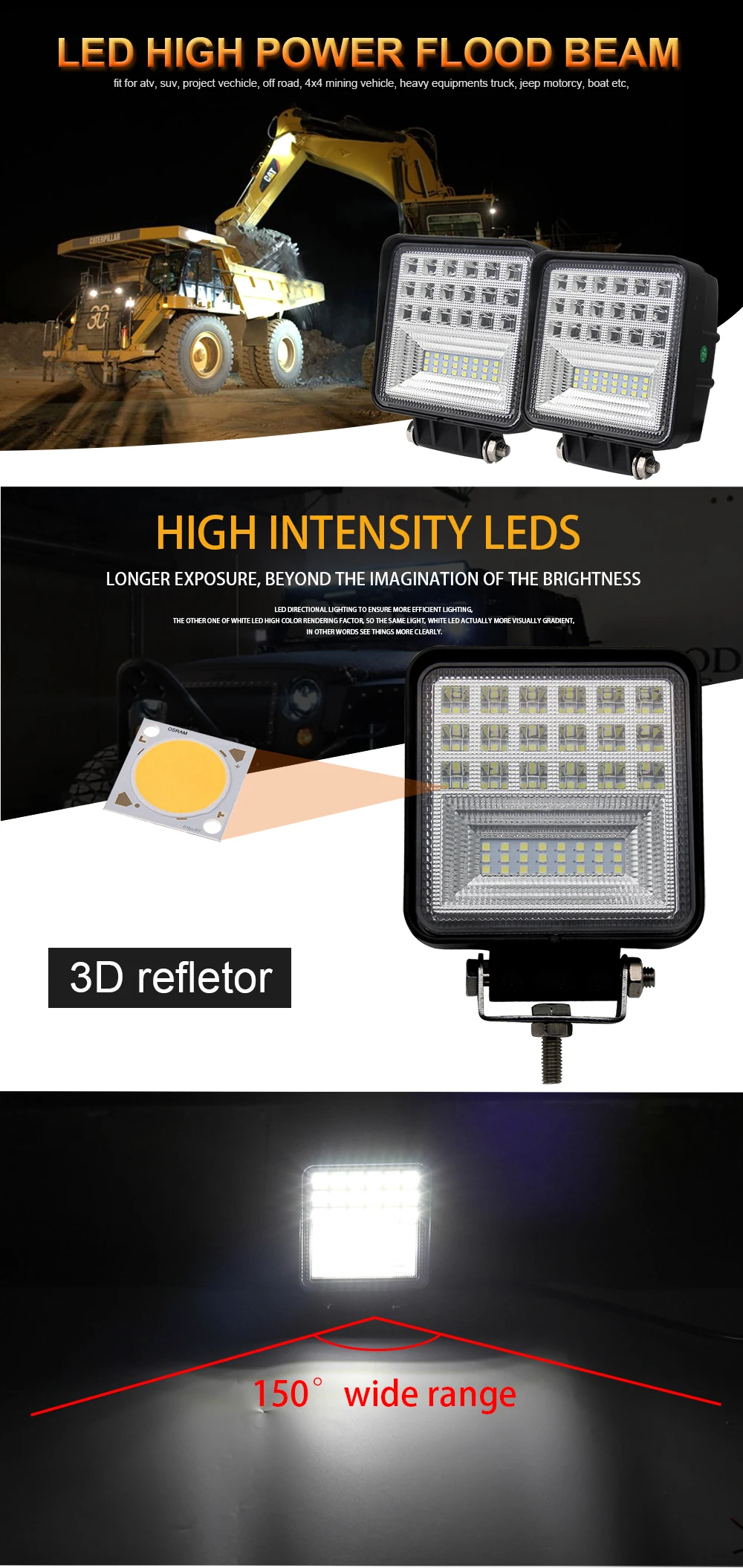 CO LIGHT 5D 4 дюйма 48 Вт квадратный светодиодный Рабочий фонарь для вождения светодиодный фонарь дневная ходовая лампа высокой мощности для Jeep 4x4 внедорожная подсветка для габаритных автомобилей Лодка 12 В 24 В