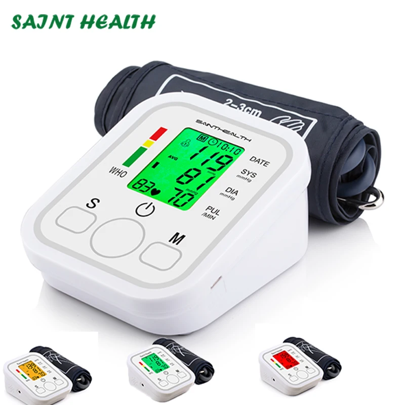 

English voice Automatic Blood Pressure Monitor Upper Arm Pulse Gauge Meter BP Heart Beat Rate Tonometer LCD Sphygmomanometer