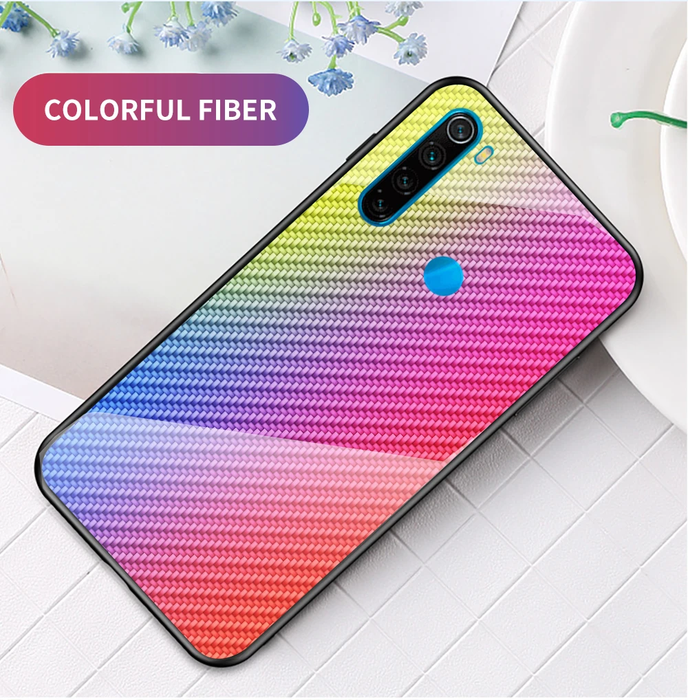 Для Xiaomi Redmi Note 8 Pro Чехол из закаленного стекла с градиентом задняя крышка Мягкий силиконовый чехол для телефона для Redmi Note 8T 8 Pro