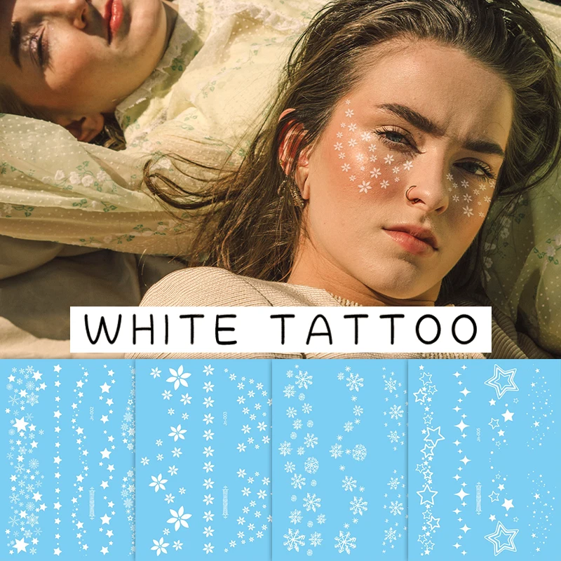 Special Offers Lace Tattoo Stickers Face-Neck Water-Transfer Star Fake-Moon White Designs Decal AANOAJrrr