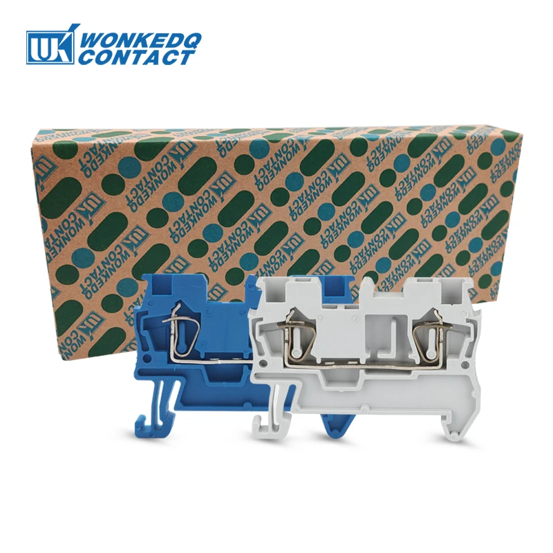 Mola-gaiola Conexão Feed-through Fiação Retorno Puxar Fio Conector Elétrico Din Trilho Terminal Bloco st 1.5 100 Peças St1.5