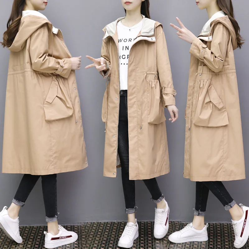 

Trench Coat Women's Mid-length Korean-style Spring And Autumn 2019 New Style Students BF Versatile Slimming over-the-Knee Hong K