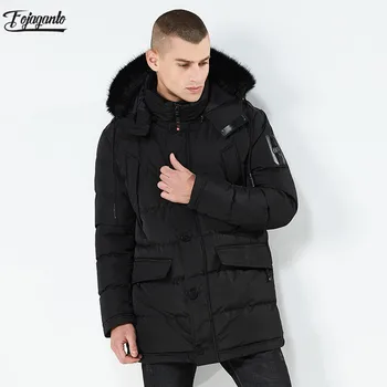 

FOJAGANTO New Men Parkas Men's Fashion Casual Thick Warm Parka Male Comfortable Collar Hooded Parka Coat