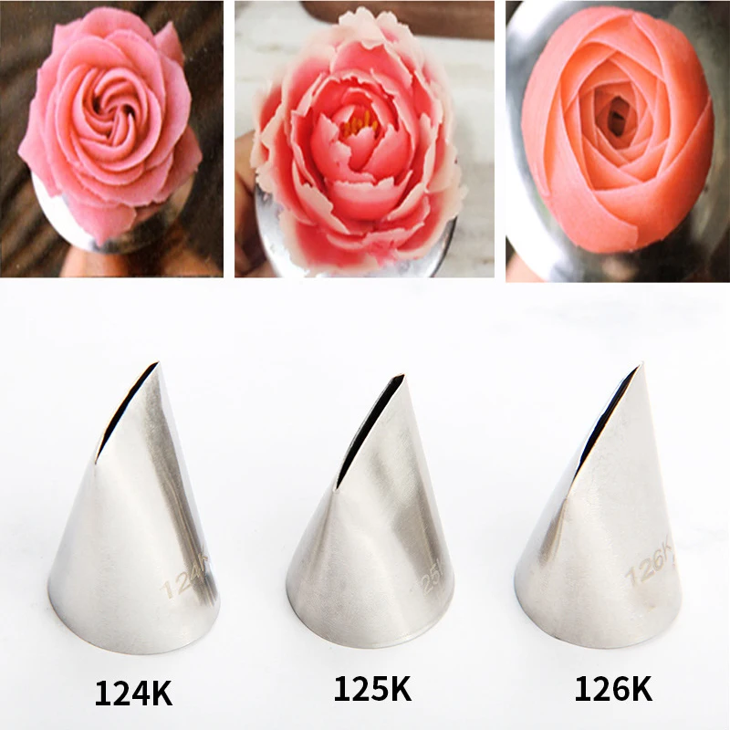 3pcs Rose Petal Nozzles Stainless Steel Pastry Nozzle Fondant Cake