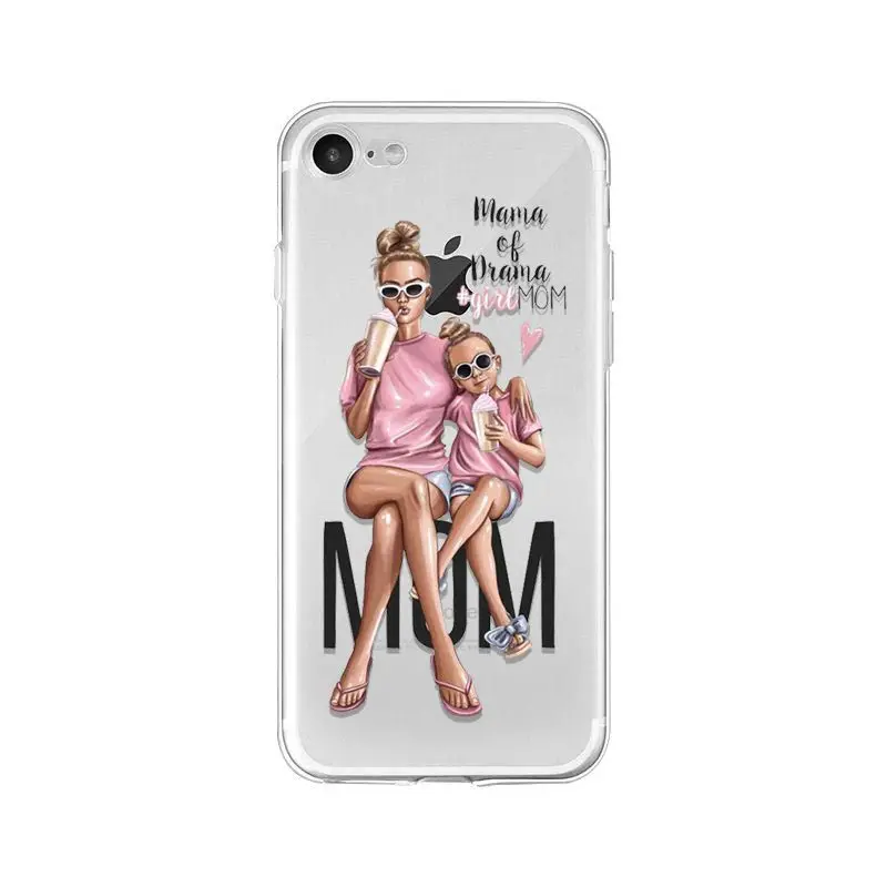 MaiYaCa/модные черные каштановые волосы для мамы, дочки, сына, папы, PhoneCase для iPhone XR 11 Pro Max XS MAX 8, 7, 6, 6S Plus, X, 5S, SE