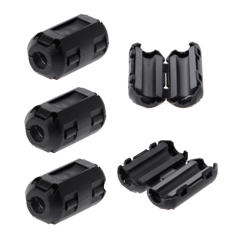 5 Pcs 5mm Clip-On Ferrite Ring Core Noise Suppressor For EMI RFI Clip Cable Active Components Filters