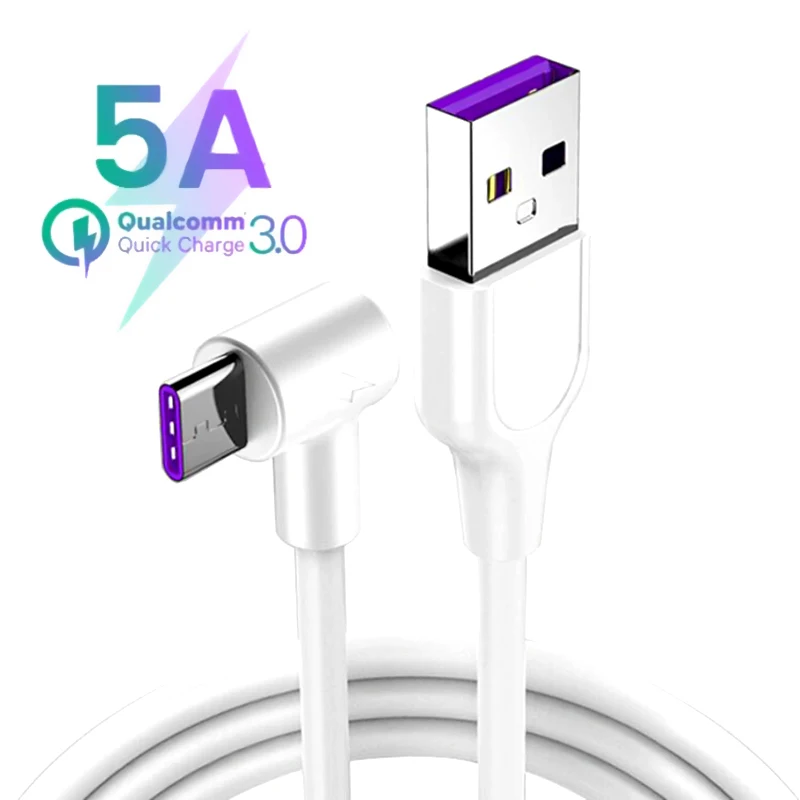 1 м 2 м USB C Быстрый кабель 5A usb type C зарядный кабель для samsung Galaxy S10 S10e Note10 huawei Mate30Pro Honor20 - Цвет: White