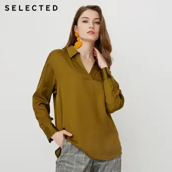 

SELECTED Women's Summer Pure Color Turn-down Collar V-neckline Long-sleeved Shirt S|419251506