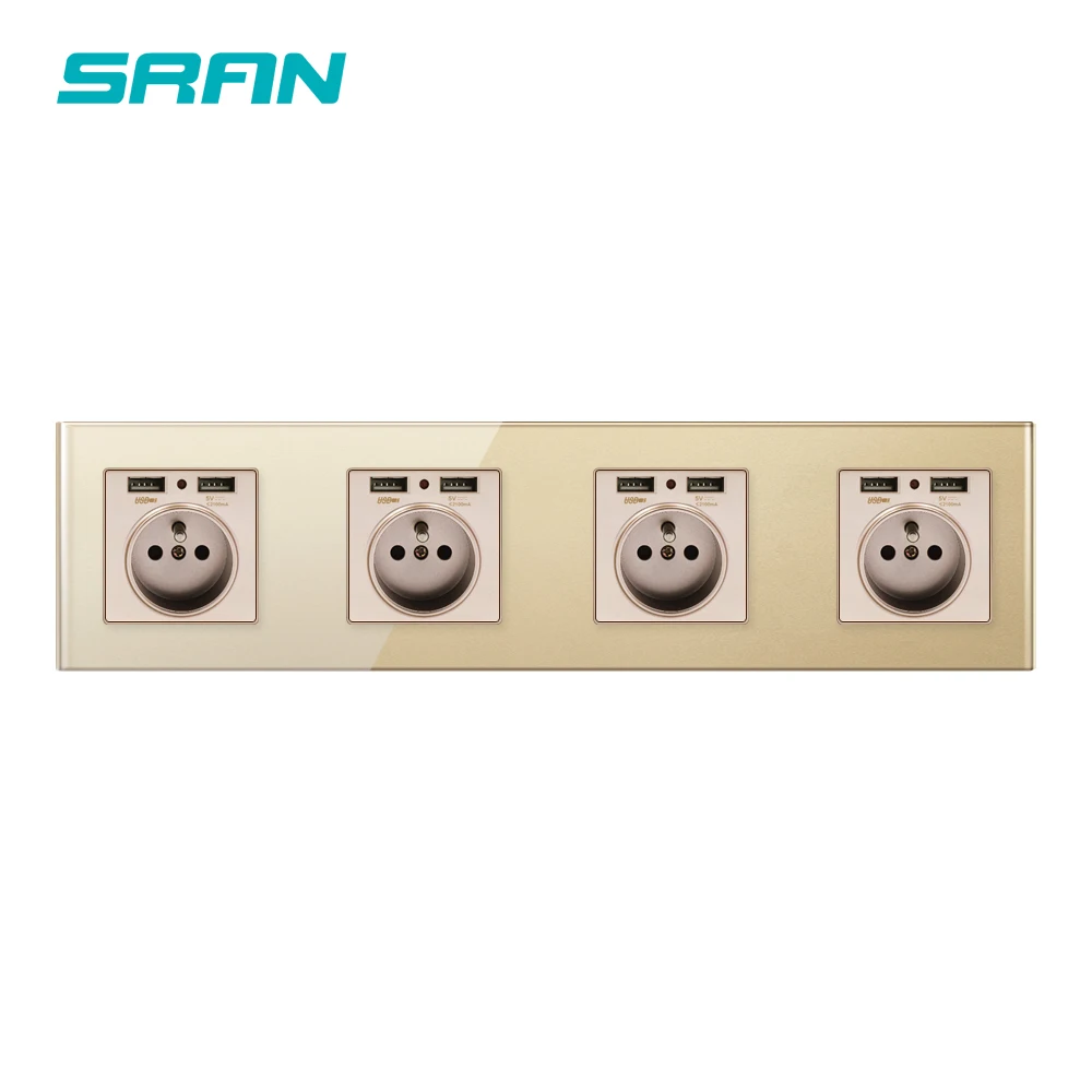 Французская стандартная настенная розетка с USB разъемом 2/3/4/5 панель из