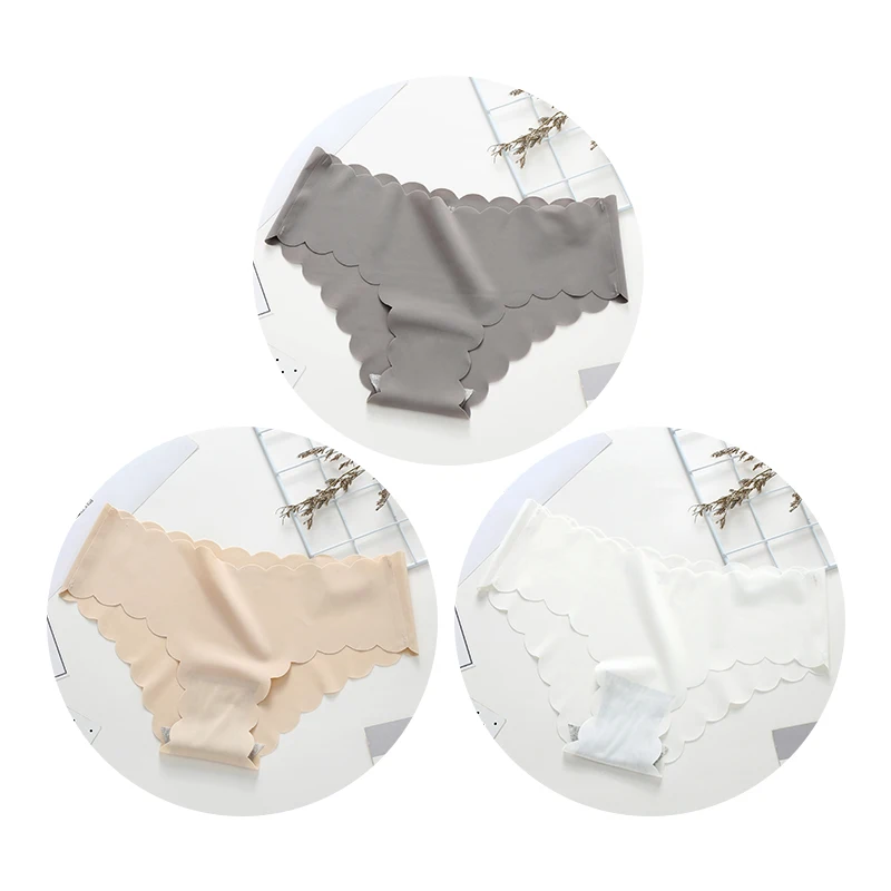 White Apricot Gray 3 шт. бесшовные трусики для женщин, сексуальное дамское нижнее белье, женские трусики, модные удобные женские трусики с низкой талией - Цвет: White Apricot Gray