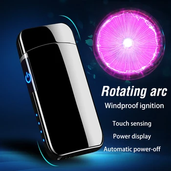 

2020 Hot Rotate USB Electronic Lighter Rotating Arc Induction Electric Plasma Lighters Windproof Cigarette Lighter Gifts For Men