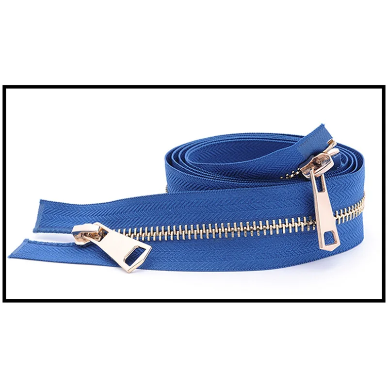 gold-blue Meetee 120 см 5# Металлические молнии двойной слайдер открытый конец молнии DIY Швейные Инструменты пуховик пальто одежда портной ремонт аксессуары - Цвет: gold-blue