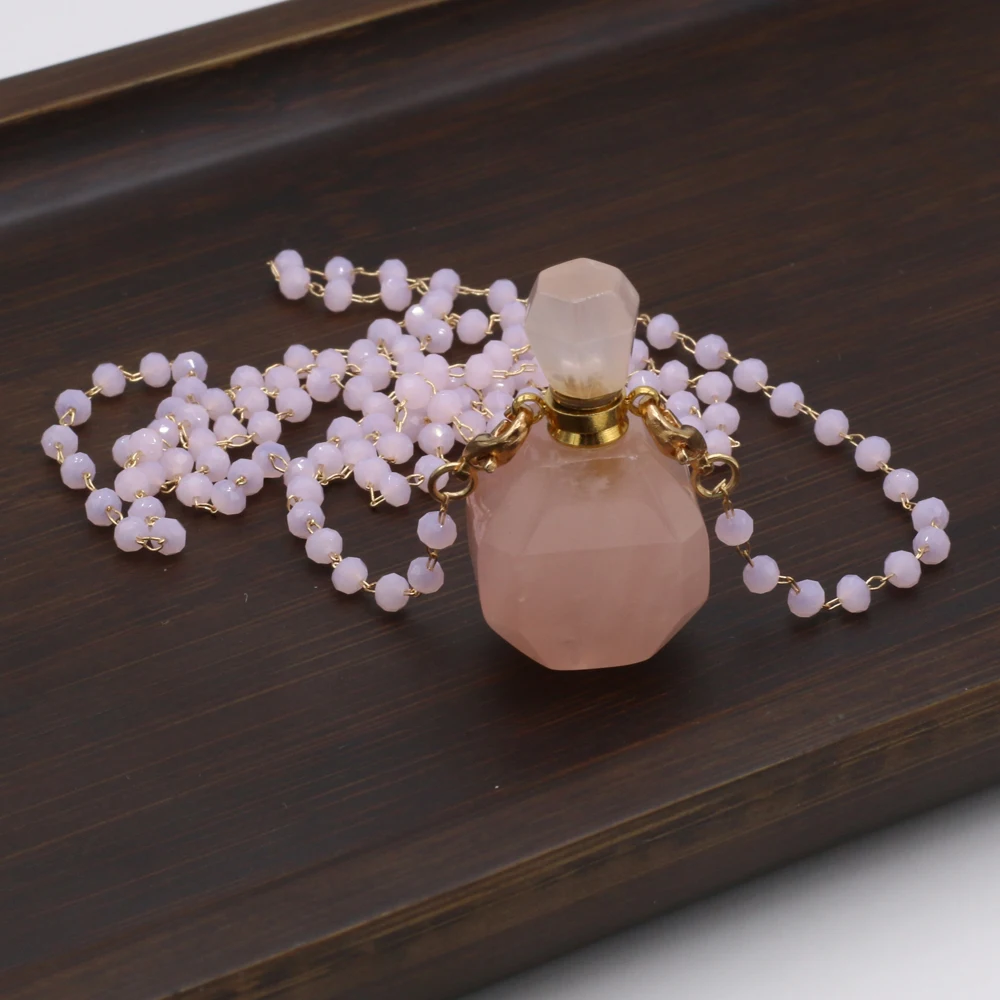 

Natural Semi-precious Stone Powder Crystal Perfume Bottle Boutique Pendant Making DIY Fashion Charm Necklace Jewelry
